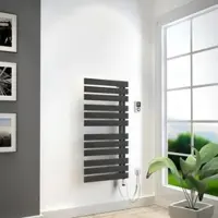 Hsk Yenga Elektro-Badheizkörper – 600 W, 60,0 x 118,6 cm, Heizstab rechts, Farbe Silber, 8760120-GL-173-488R, Farbe: Graphit Schwarz