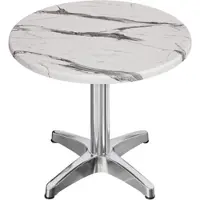 GGM Möbel WBC | Bistro Außen Tisch | Ø:H 70 x 80,5 cm | Weiß Marmor / Aluminium | Rund