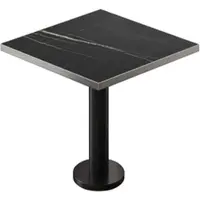 GGM Möbel BML | Bistro Tisch | 70 x 70 x 74,5 cm | Quadratisch | Edelstahl Rand | Schwarz Marmor / Schwarz