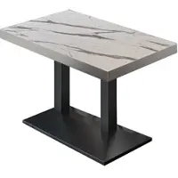 GGM Möbel BPA | Bistro Tisch | 110 x 60 x 81 cm | Rechteckig | Edelstahl Rand | Weiß Marmor / Schwarz