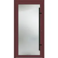 Haustuerenland.de PREMIUM Aluminium-Glas Haustür "AMY" 90 mm BLACKLINE flächenbündig Rotbraun RAL 8012 beidseitig innen öffnend DIN rechts