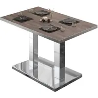GGM Möbel BM | Bistrotisch | B:T:H 130 x 80 x 75 cm | Light Wenge / Edelstahl | Rechteckig | Edelstahl Rand