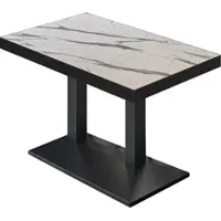 GGM Möbel BPA | Bistro Tisch | 120 x 70 x 81 cm | Rechteckig | Schwarzer Rand | Weiß Marmor / Schwarz