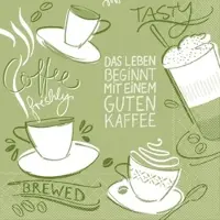 Mank Serviette aus Airlaid, Tasty Coffee in Oliv, 33 x 33 cm, 100 Stück - Kaffee Tee Kakao Cappuccino