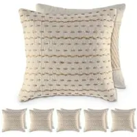 Amagohome Sofakissen 40x40cm 12-teilig Set 2 x 6 VE Dekokissen Zierkissen Baumwolle u. Jute natur