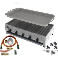 ChattenGlut ChattenTec Professional doppelwandiger Gastrobräter 5-flammig Tischgerät 20 kW, Flüssiggas 980x530x280 mm mit Gewerberegler und Rost und Pfanne