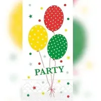 Mank Tissue Serviette Party Ballons in Rot-Grün, 33 x 33 cm 1/8-Falz, 100 Stück