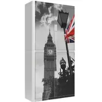 PaperFlow easyOffice Rollladenschrank Motiv Britische Flagge vor dem Big Ben silber, 110x204x41.5 cm