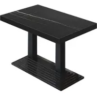 GGM Möbel BPY | Bistro Tisch | 110 x 60 x 81 cm | Quadratisch | Schwarzer Rand | Schwarz Marmor / Schwarz