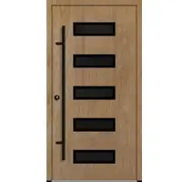 Haustuerenland.de Aluminium Haustür "AGADA" BLACKLINE 68 mm Turner Oak holzähnlich beidseitig innen öffnend DIN links