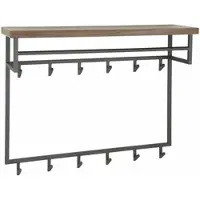 Feeling4Home Garderobe Solalid Saja Massivholz, modernes Industriedesign, braun, mit Hutablage und 12 Haken