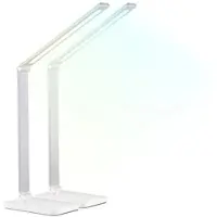Lunartec 2er-Set Aluminium-Schreibtischleuchte, CCT, 660 lm, USB, silber/weiß