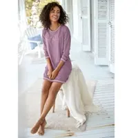 Vivance Nachthemd DREAMS, Damen, Gr. 32/34, N-Gr, lila (mauve), Single Jersey, Obermaterial: 100% Baumwolle, Basic, bequem kurz, Rundhals, Rippbündchen, Kleider Nachthemd, mit Ripp-Abschlüssen