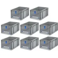 Proregal 8x Eurobox NextGen Insight Cover | HxBxT 22x30x40 | 20 Liter | Hoch/Blau | Eurobehälter, Transportbox, Transportbehälter
