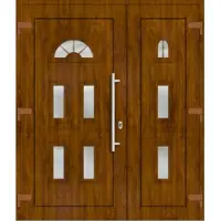 Haustuerenland.de Kunststoff Landhaustür zweiflügelig "LILO" 71 mm Golden Oak holzähnlich beidseitig außen öffnend DIN links