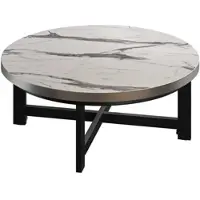 GGM Möbel BO | Bistro Lounge Tisch | Ø70xH32cm | 25mm | Edelstahl Rand | Weiß Marmor/ Schwarz