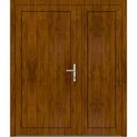 Haustuerenland.de Asymm Kunststoff Nebeneingangstür zweiflügelig "DIANA-Q" 71 mm Golden Oak holzähnlich beidseitig innen öffnend DIN rechts