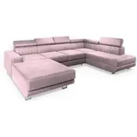 Masseno Ecksofa SIENA R-S mit Schlaffunktion U-Form, Sofa mit Bettkasten, Wohnzimmersofa, Couch, Soffa, Bettsofa, Couchgarnitur- Lila, MONOLITH 62