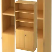 Bümö office Regal-Aktenschrank abschließbar, Büroschrank groß aus FSC-Holz, 80cm breit in Buche - abschließbarer Schrank, Büroschrank abschließbar,