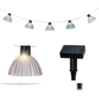 Lumineo LED Solarlichterkette Lampenschirme gerillt 4,5m Kunststoff Warmweiß