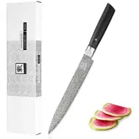 Zayiko Black Edition Tranchiermesser I 20cm Klinge I dunkler Damast I Pakkaholz