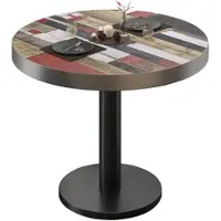 GGM Möbel BN | Bistrotisch | Ø:H 60 x 72 cm | Edelstahl Rand | Vintage Bunt / Schwarz | Rund