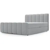 GRAINGOLD Boxspringbett Cloud 180x200 - Bett mit Matratze und Topper - Boxspringbett mit Bettkasten und Matratze - Boxspringbett Hellgrau (Royal 27)