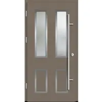 Haustuerenland.de Aluminium Landhaustür "CORGINA" 82 mm RC2 Beigegrau RAL 7006 beidseitig außen öffnend DIN links