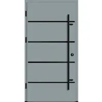 Haustuerenland.de Flügelüberdeckende Aluminium Haustür "FANNIE" 82 mm RC2 BLACKLINE Silbergrau RAL 7001 beidseitig außen öffnend DIN links