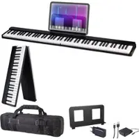Auviso Faltbares Klavier, 88 halbgewichtete Leuchttasten, MIDI, App, Tasche