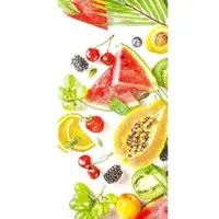 Home Fashion , Tropical Fruits, Buffet-Servietten aufgefaltetes Maß 33 cm x 33 cm, im Achtelfalz, 16 Stück pro Pack, 12 Pack pro Karton