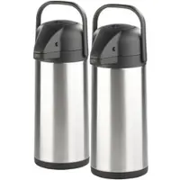 Rosenstein & Söhne 2er-Set doppelwandige Vakuum-Isolierkannen mit Pumpsystem, je 3 l