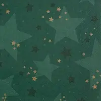 Home Fashion , Starshine green, Lunch-Servietten aufgefaltetes Maß 33 cm x 33 cm, im Viertelfalz, 20 Stück pro Pack, 12 Pack pro Karton