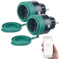 Luminea Home Control 2er-Set Outdoor-WLAN-Steckdosen f. Alexa, Siri & Google Assistant, 16A