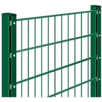 Wellker Doppelstabmattenzaun Rundum-sorglos-Paket Moosgrün, Halteplättchen, 1230 mm,27,5 m,6/5/6 mm,gerade