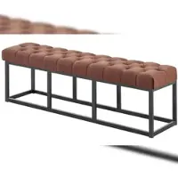 DELUKE Sitzbank MEXICO - Stoff Braun 150x38x46 cm | Sitzbank Flur Sitzhocker Esszimmerbank Polsterbank Schlafzimmerbank
