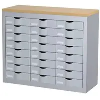 PaperFlow Schubladenschrank - 8 Reihen je 3 Schübe silber, 87x75x33.5 cm