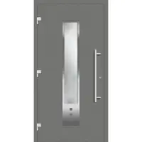 Haustuerenland.de Haustür RC3 "GLORIA" 79 mm Graualuminium RAL 9007 beidseitig außen öffnend DIN links