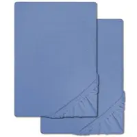CloudComfort Doppelpack Basic Spannbettlaken blau 180 x 190 - 200 x 200 cm
