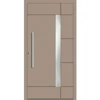 Haustuerenland.de SCHÜCO Aluminium Haustür "JUNIS" ADS 75.SI RC2 Graubeige RAL 1019 innen öffnend DIN links