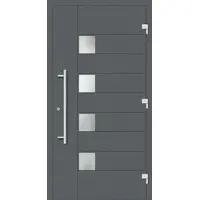 Haustuerenland.de Haustür RC3 "HENRIKE" 79 mm Basaltgrau RAL 7012 beidseitig außen öffnend DIN rechts