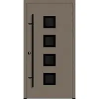 Haustuerenland.de Aluminium Haustür "ANTOINETTE" 82 mm RC2 BLACKLINE Beigegrau RAL 7006 beidseitig innen öffnend DIN links