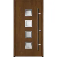 Haustuerenland.de Aluminium Haustür "ANTOINETTE" 82 mm RC2 Golden Oak holzähnlich beidseitig innen öffnend DIN rechts