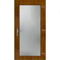 Haustuerenland.de Kunststoff Nebeneingangstür "EMILY-Q" 71 mm Vollglas Golden Oak holzähnlich beidseitig außen öffnend DIN rechts