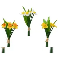 Décoris 1 Kunst Blumenbündel Osterglocken 13x25cm Narzissen Blumenstrauß Osterdeko Blumendeko Frühlingsdeko Sommerdeko Gelb Weiß Grün