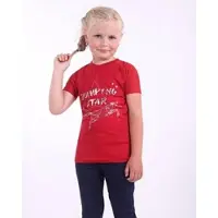 QHP Sportshirt Zora Junior Kinder Rot mit silbernem Aufdruck FS 2022, Größe: 98