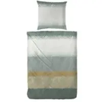 Hahn Primera Edelflanell Bettwäsche 135x200 Streifen ocker grau sand grün 174145-51