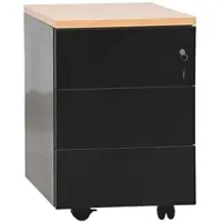 Gürkan Stahl-Rollcontainer mit 3 Schüben schwarz, 40x62x60 cm