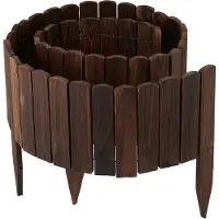 Relaxdays Beeteinfassung, 200 cm lang, flexibel, Sichthöhe: 20 cm, zum Stecken, Holz, Beetzaun, Rasenkante, dunkelbraun