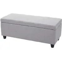 Mendler Aufbewahrungs-Truhe Kriens, Sitzbank Bank, Stoff/Textil, 45x114x45cm FSC-zertifiziert ~ hellgrau